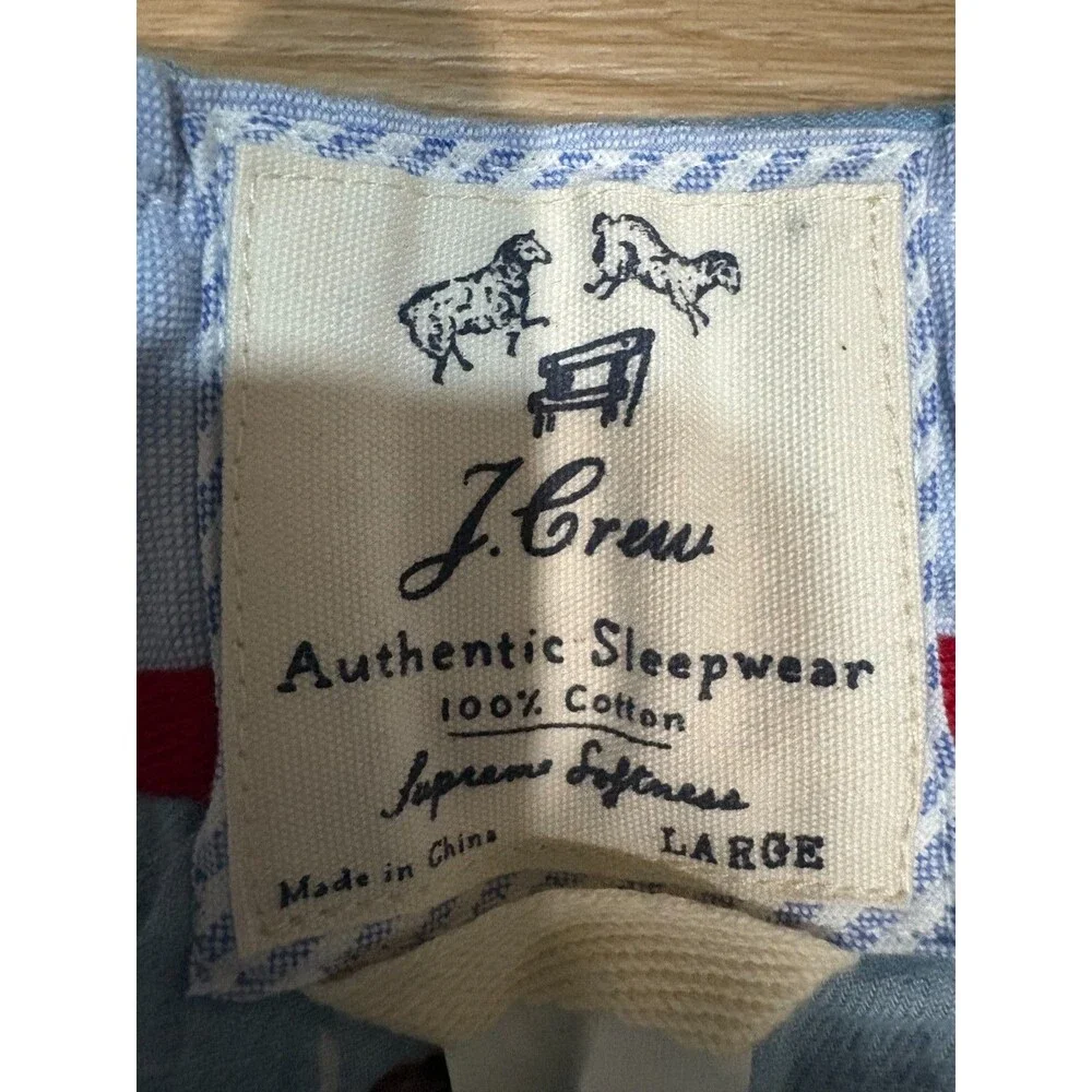 J.Crew Mens Pajama Pants Large Blue Cotton Dog Print Authentic Sleepwear L